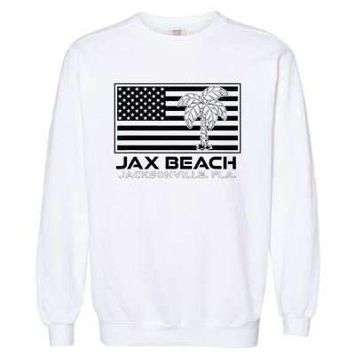 Visit Jacksonville Florida Vacation USA Flag Palms Jax Beach Garment-Dyed Sweatshirt