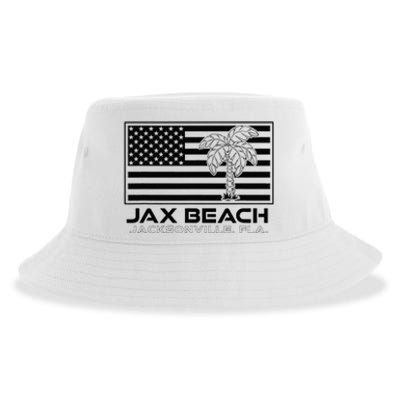 Visit Jacksonville Florida Vacation USA Flag Palms Jax Beach Sustainable Bucket Hat