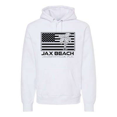 Visit Jacksonville Florida Vacation USA Flag Palms Jax Beach Premium Hoodie