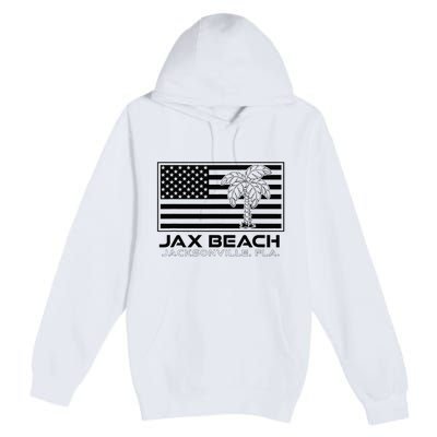 Visit Jacksonville Florida Vacation USA Flag Palms Jax Beach Premium Pullover Hoodie