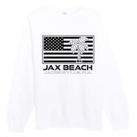 Visit Jacksonville Florida Vacation USA Flag Palms Jax Beach Premium Crewneck Sweatshirt