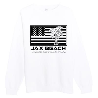 Visit Jacksonville Florida Vacation USA Flag Palms Jax Beach Premium Crewneck Sweatshirt