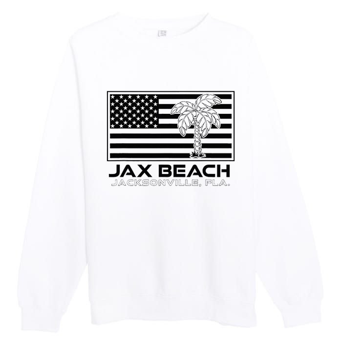 Visit Jacksonville Florida Vacation USA Flag Palms Jax Beach Premium Crewneck Sweatshirt