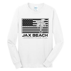 Visit Jacksonville Florida Vacation USA Flag Palms Jax Beach Tall Long Sleeve T-Shirt