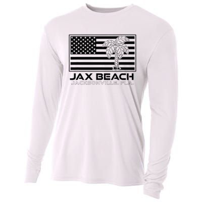 Visit Jacksonville Florida Vacation USA Flag Palms Jax Beach Cooling Performance Long Sleeve Crew