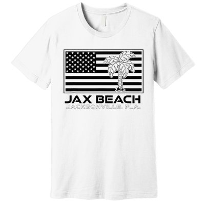 Visit Jacksonville Florida Vacation USA Flag Palms Jax Beach Premium T-Shirt