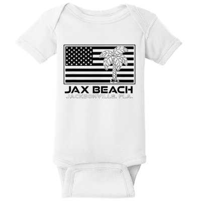 Visit Jacksonville Florida Vacation USA Flag Palms Jax Beach Baby Bodysuit