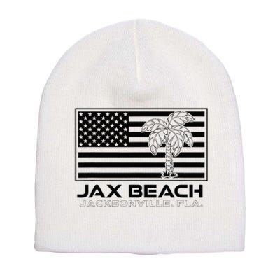 Visit Jacksonville Florida Vacation USA Flag Palms Jax Beach Short Acrylic Beanie