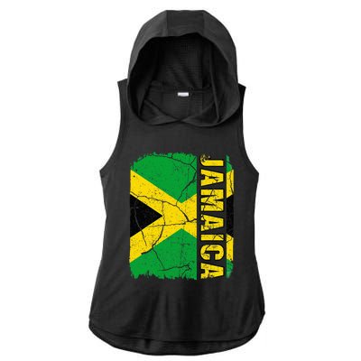 Vintage Jamaican Flag Jamaica Pride Roots Heritage Gift Ladies PosiCharge Tri-Blend Wicking Draft Hoodie Tank