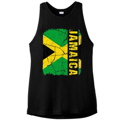 Vintage Jamaican Flag Jamaica Pride Roots Heritage Gift Ladies PosiCharge Tri-Blend Wicking Tank