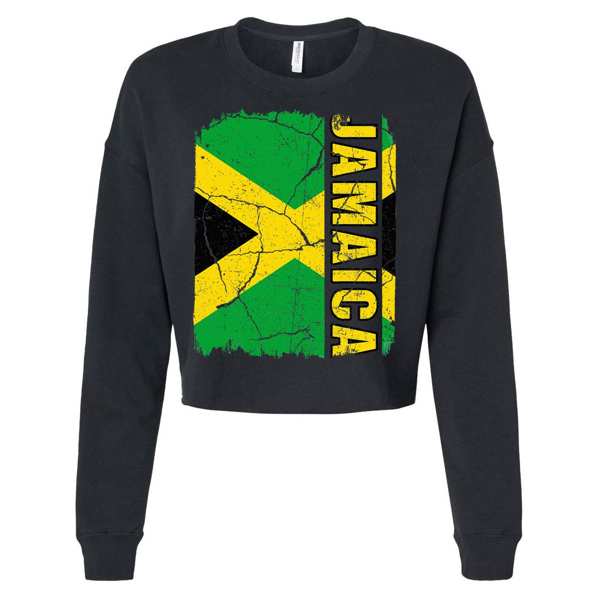 Vintage Jamaican Flag Jamaica Pride Roots Heritage Gift Cropped Pullover Crew