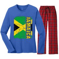 Vintage Jamaican Flag Jamaica Pride Roots Heritage Gift Women's Long Sleeve Flannel Pajama Set 