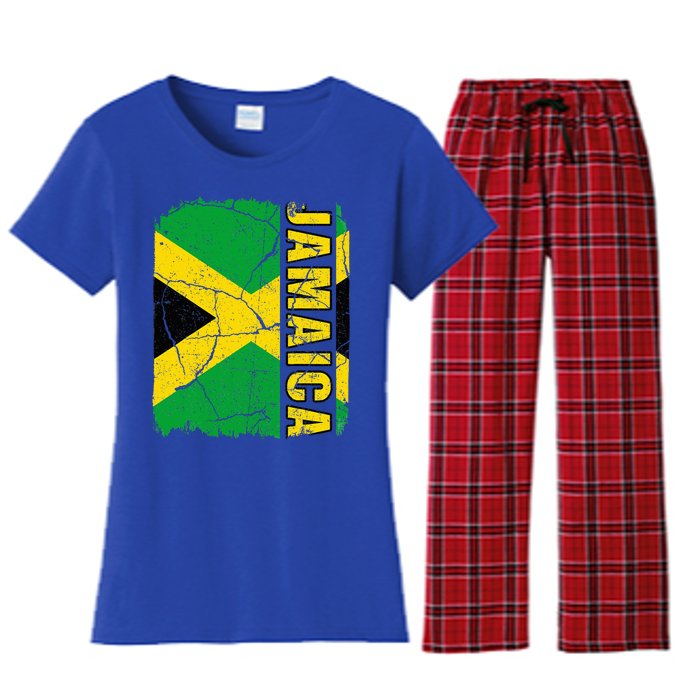 Vintage Jamaican Flag Jamaica Pride Roots Heritage Gift Women's Flannel Pajama Set