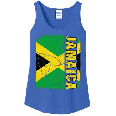 Vintage Jamaican Flag Jamaica Pride Roots Heritage Gift Ladies Essential Tank