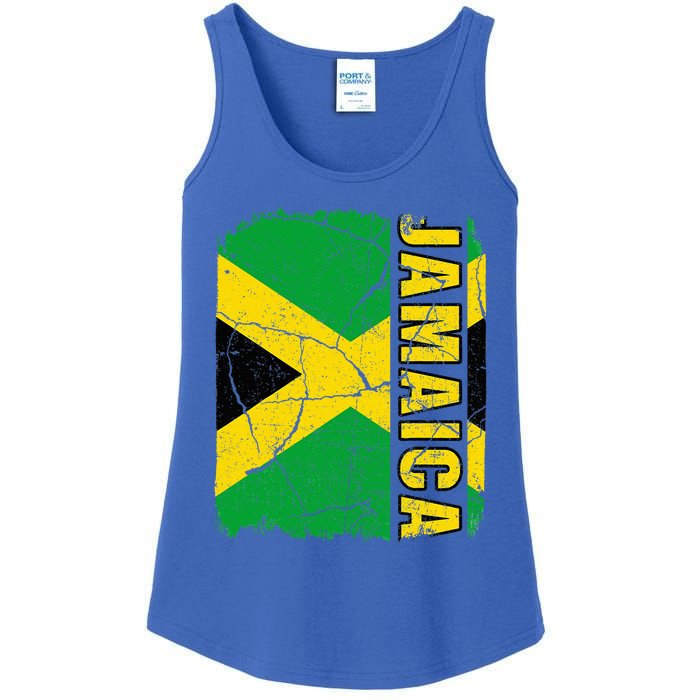 Vintage Jamaican Flag Jamaica Pride Roots Heritage Gift Ladies Essential Tank