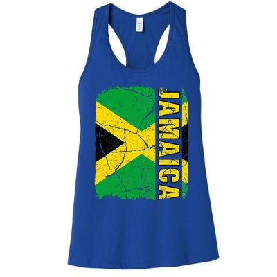 Vintage Jamaican Flag Jamaica Pride Roots Heritage Gift Women's Racerback Tank