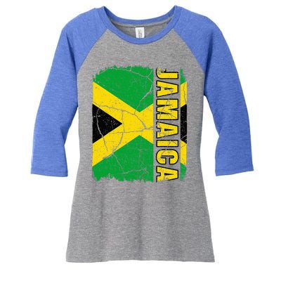 Vintage Jamaican Flag Jamaica Pride Roots Heritage Gift Women's Tri-Blend 3/4-Sleeve Raglan Shirt