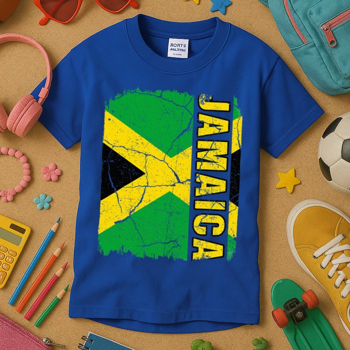 Vintage Jamaican Flag Jamaica Pride Roots Heritage Gift Kids T-Shirt
