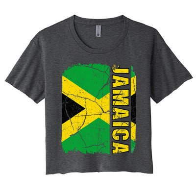 Vintage Jamaican Flag Jamaica Pride Roots Heritage Gift Women's Crop Top Tee