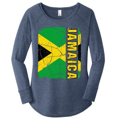 Vintage Jamaican Flag Jamaica Pride Roots Heritage Gift Women's Perfect Tri Tunic Long Sleeve Shirt