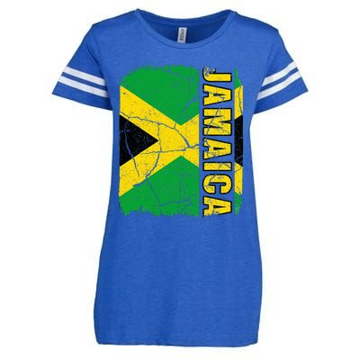 Vintage Jamaican Flag Jamaica Pride Roots Heritage Gift Enza Ladies Jersey Football T-Shirt