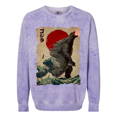 Vintage Japanese Monster Great Wave Poster Colorblast Crewneck Sweatshirt