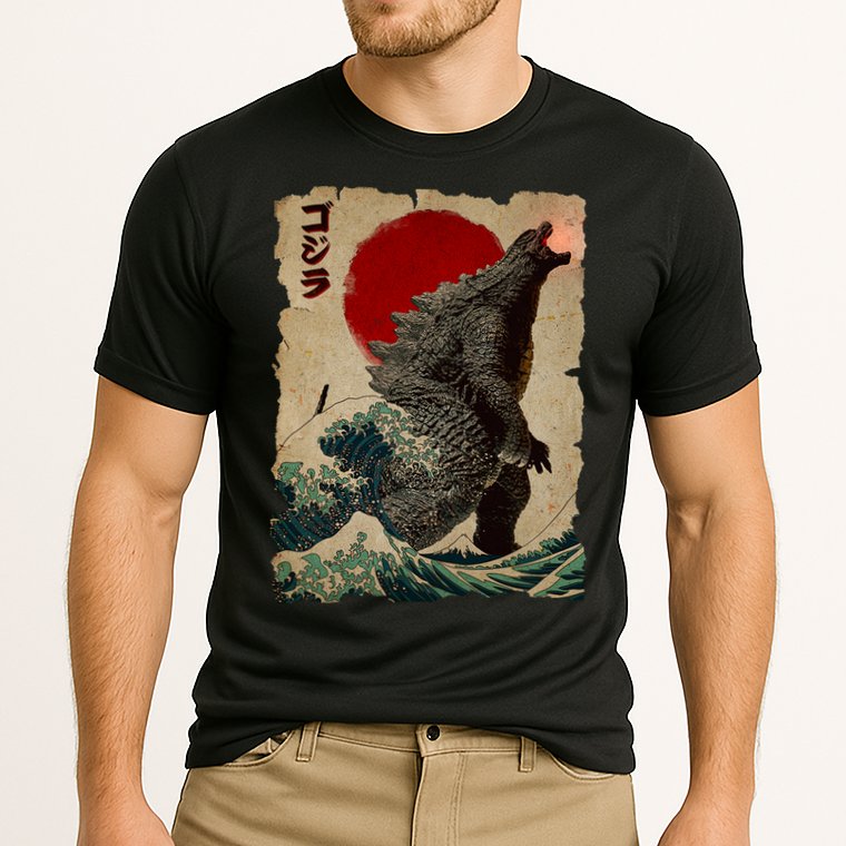 Vintage Japanese Monster Great Wave Poster Cooling Performance Crew T-Shirt