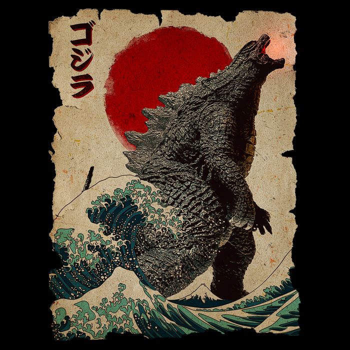 Vintage Japanese Monster Great Wave Poster Backpack
