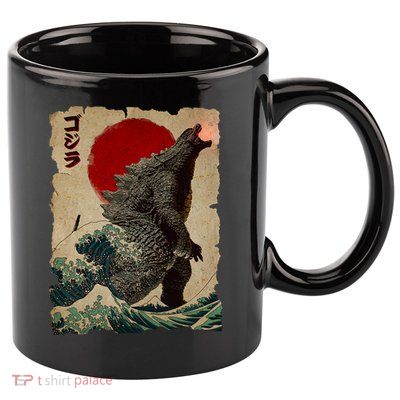 Vintage Japanese Monster Great Wave Poster 11oz C Handle Ceramic Mug