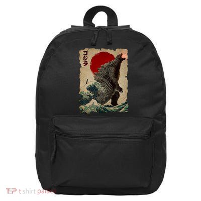 Vintage Japanese Monster Great Wave Poster 16 in Basic Backpack