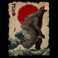 Vintage Japanese Monster Great Wave Poster 16 in Basic Backpack