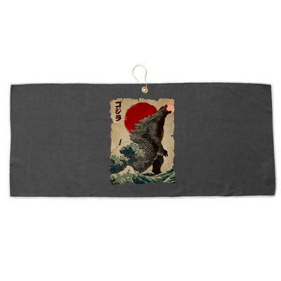 Vintage Japanese Monster Great Wave Poster Large Microfiber Waffle Golf Towel