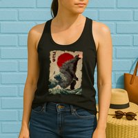 Vintage Japanese Monster Great Wave Poster Womens Tank Top