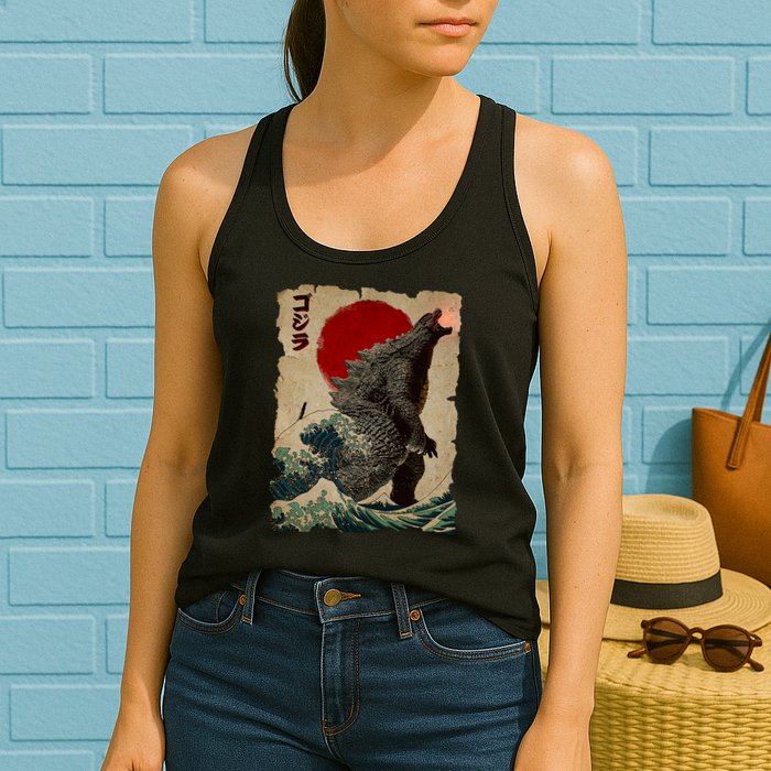Vintage Japanese Monster Great Wave Poster Womens Tank Top