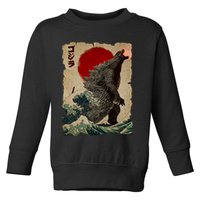 Vintage Japanese Monster Great Wave Poster Toddler Sweatshirt