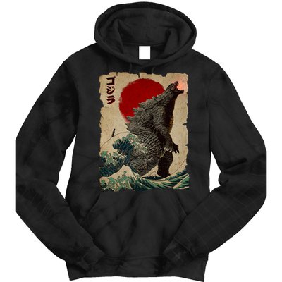Vintage Japanese Monster Great Wave Poster Tie Dye Hoodie