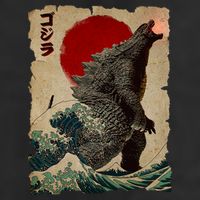 Vintage Japanese Monster Great Wave Poster Trucker Hat