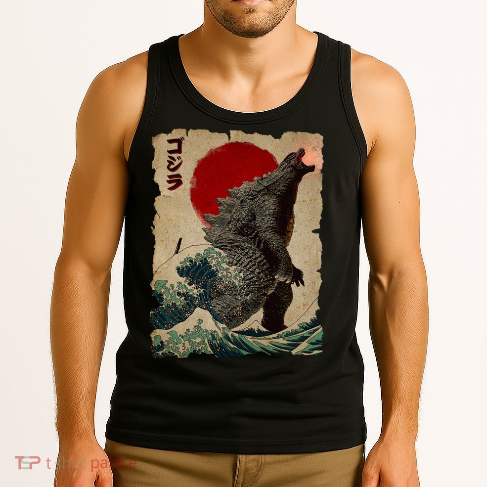Vintage Japanese Monster Great Wave Poster Tank Top