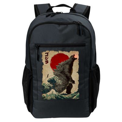 Vintage Japanese Godzilla Great Wave Poster Daily Commute Backpack