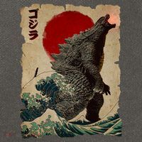 Vintage Japanese Monster Great Wave Poster Cotton Canvas Backpack