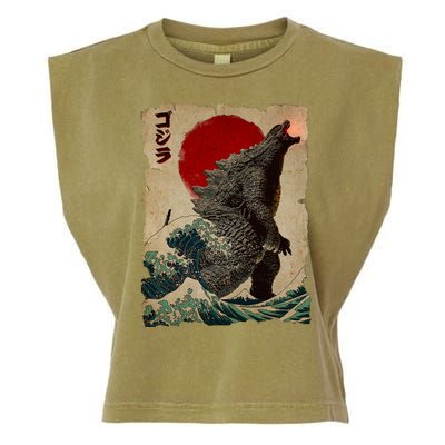 Vintage Japanese Godzilla Great Wave Poster Garment-Dyed Women's Muscle Tee