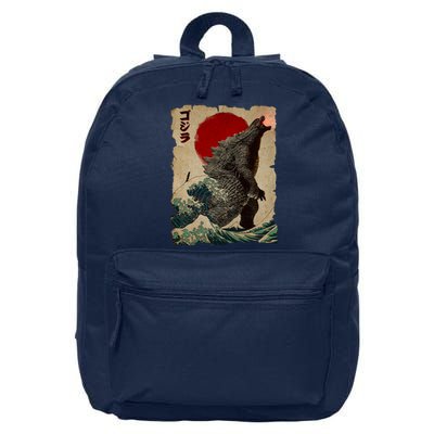 Vintage Japanese Godzilla Great Wave Poster 16 in Basic Backpack