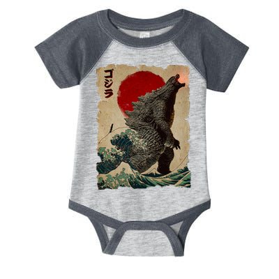 Vintage Japanese Monster Great Wave Poster Infant Baby Jersey Bodysuit