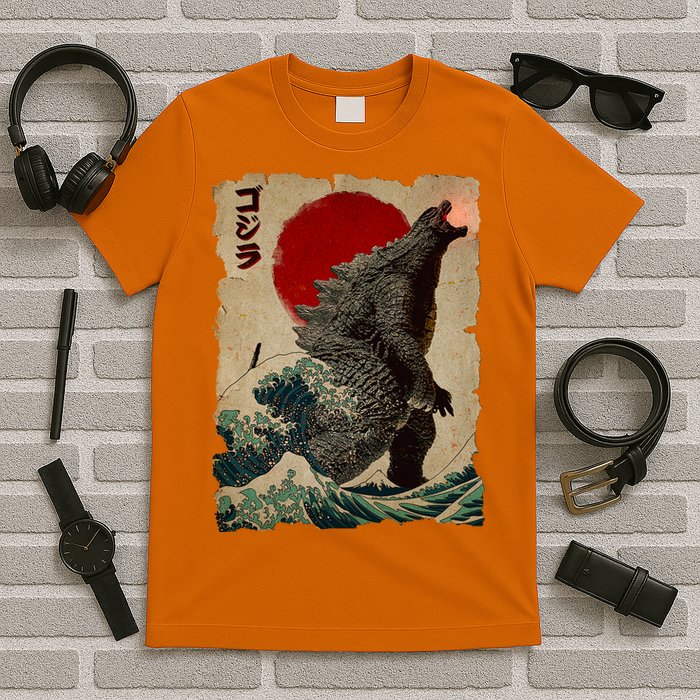 Vintage Japanese Monster Great Wave Poster T-Shirt