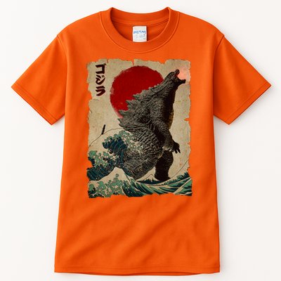 Vintage Japanese Godzilla Great Wave Poster Tall T-Shirt