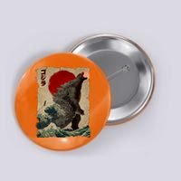 Vintage Japanese Godzilla Great Wave Poster Button