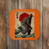 Vintage Japanese Godzilla Great Wave Poster Coaster