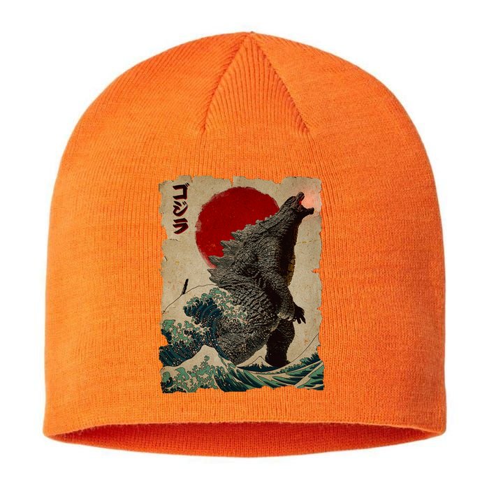 Vintage Japanese Godzilla Great Wave Poster Sustainable Beanie