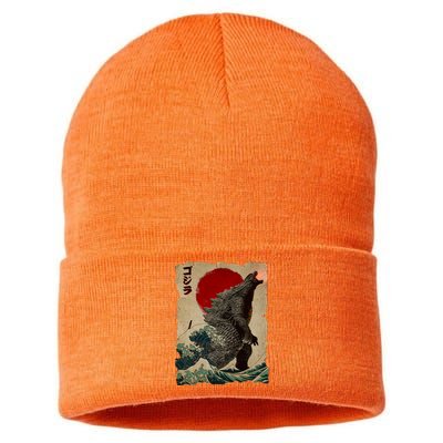 Vintage Japanese Monster Great Wave Poster Sustainable Knit Beanie