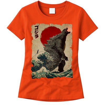 Vintage Japanese Monster Great Wave Poster Womens T-Shirt